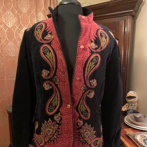 Embroidered Black and Red Women's Jacket
